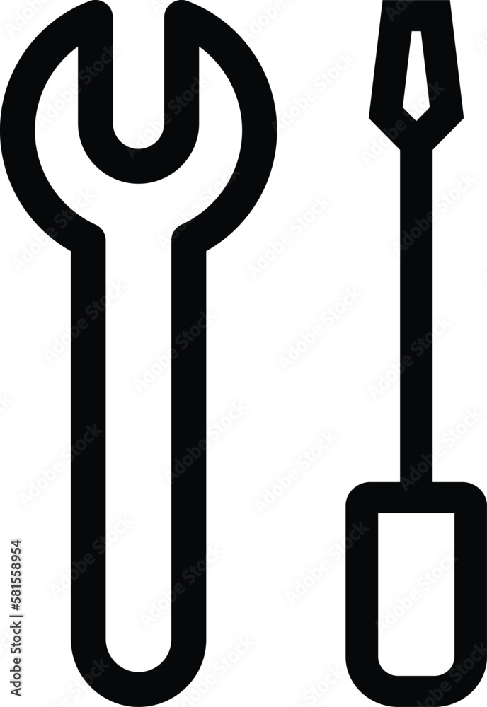 Wrench and screwdriver icon isolated on white background . Repair icon , technical support sign , maintenance service icon. Wrench and screwdriver icon isolated on white background . Repair icon , technical support sign , maintenance service icon.