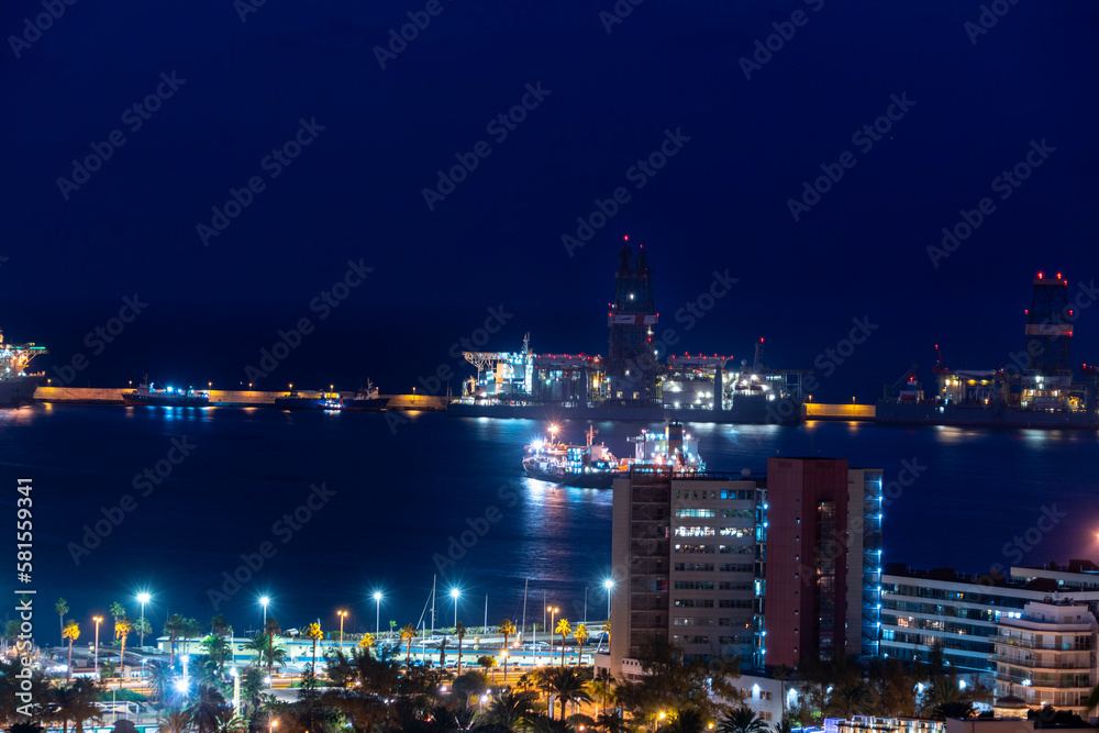 Night view of the city Las Palmas of Gran Canaria
