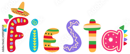 Bright word FIESTA on white background