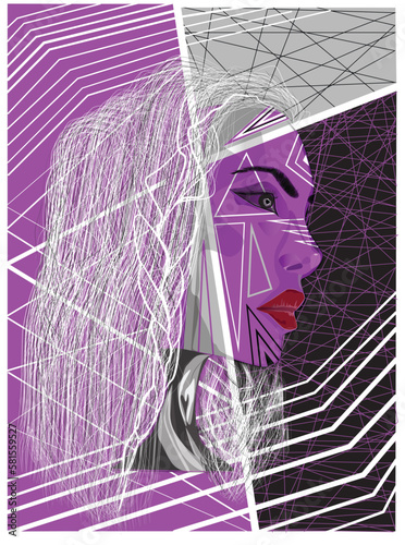 Silhouette of a woman on the wall in art style