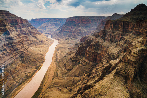 grand canyon national park. Grand Canyon Colorado River view from top of a viewing point.