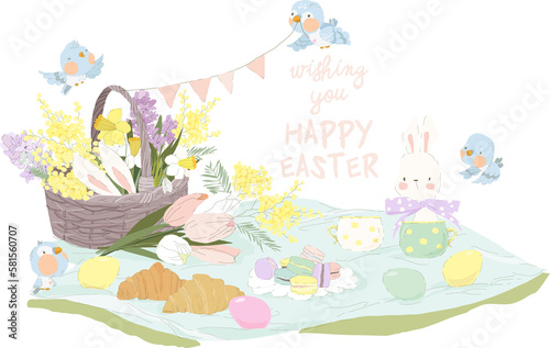 easter card with bunny and eggs © Maria Starus