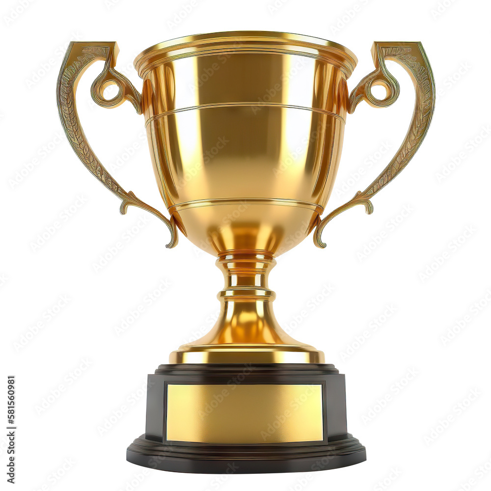 Winner golden trophy cup cut out. Based on Generative AI - obrazy, fototapety, plakaty 