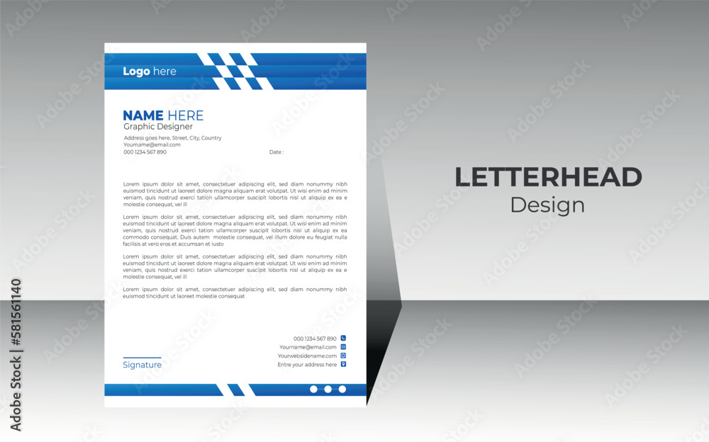 Modem letterhead template design for business..