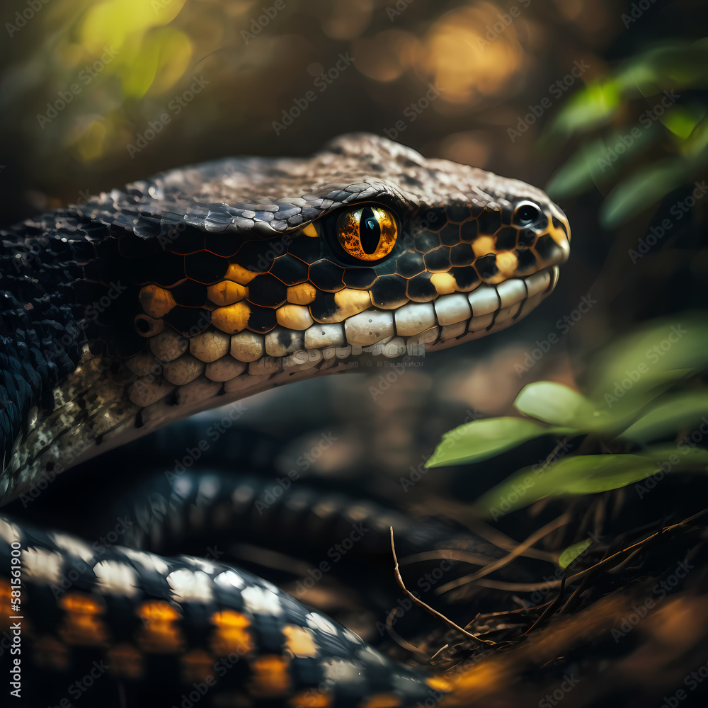 Obraz premium Snake : Tiger Snake, Generative AI
