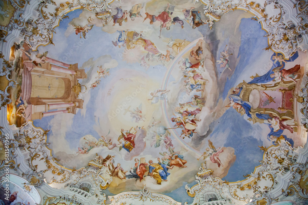 Interior of the Pilgrimage Church Wieskirche in Wies, Germany Interior of the Pilgrimage Church Wieskirche in Wies, Germany