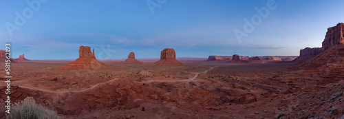 Monument Valley Landscape Panorama at Sunset