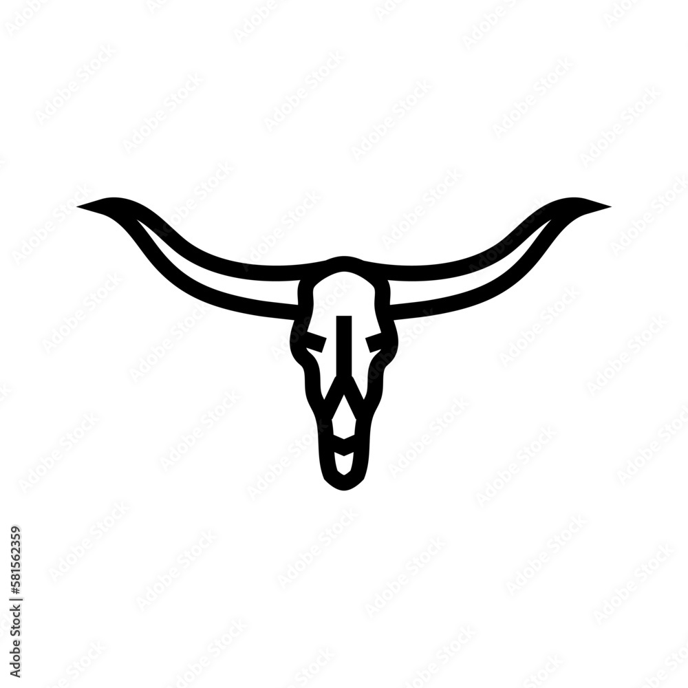 longhorn skull horn animal line icon vector illustration longhorn skull horn animal line icon vector illustration