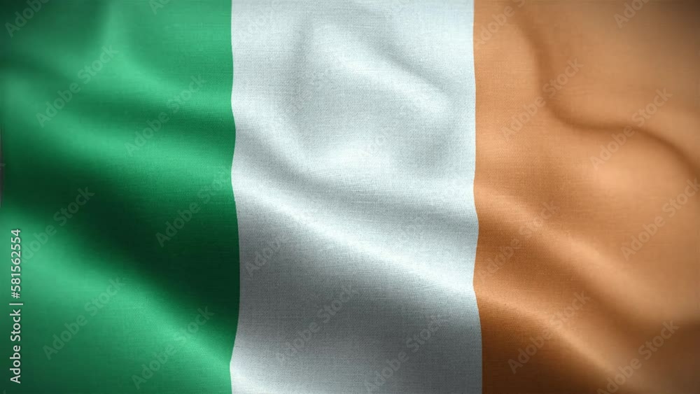 4K Textured Flag of Republic of Ireland Animation Stock Video - Irish Flag Waving in Loop - Highly Detailed Ireland Flag Stock Video 4K Textured Flag of Republic of Ireland Animation Stock Video - Irish Flag Waving in Loop - Highly Detailed Ireland Flag Stock Video