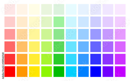 Abstract color palette. RGB concept. Color palette, warm and cool colors, spectrum. Flat design. Vector illustration.