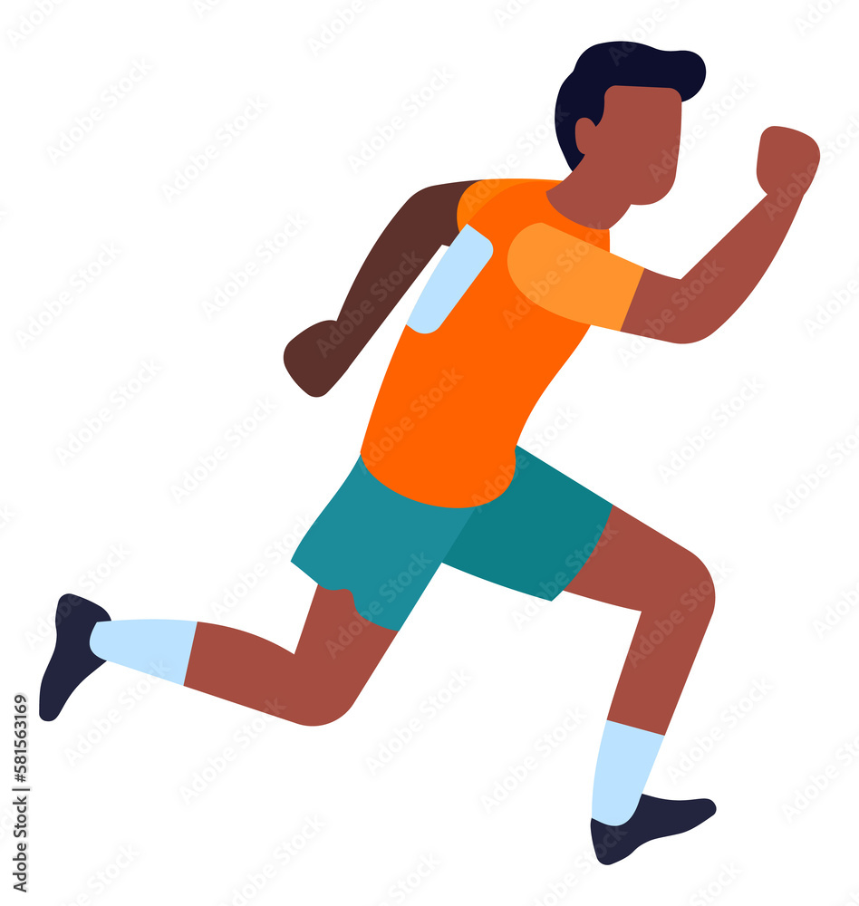 Running young man prepare for sprint run. Sport training concept