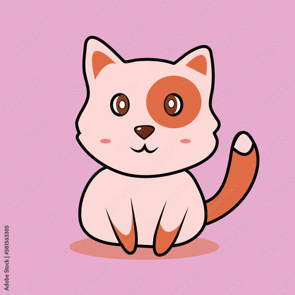 Fototapeta premium Cartoon cute cat for kids vector.