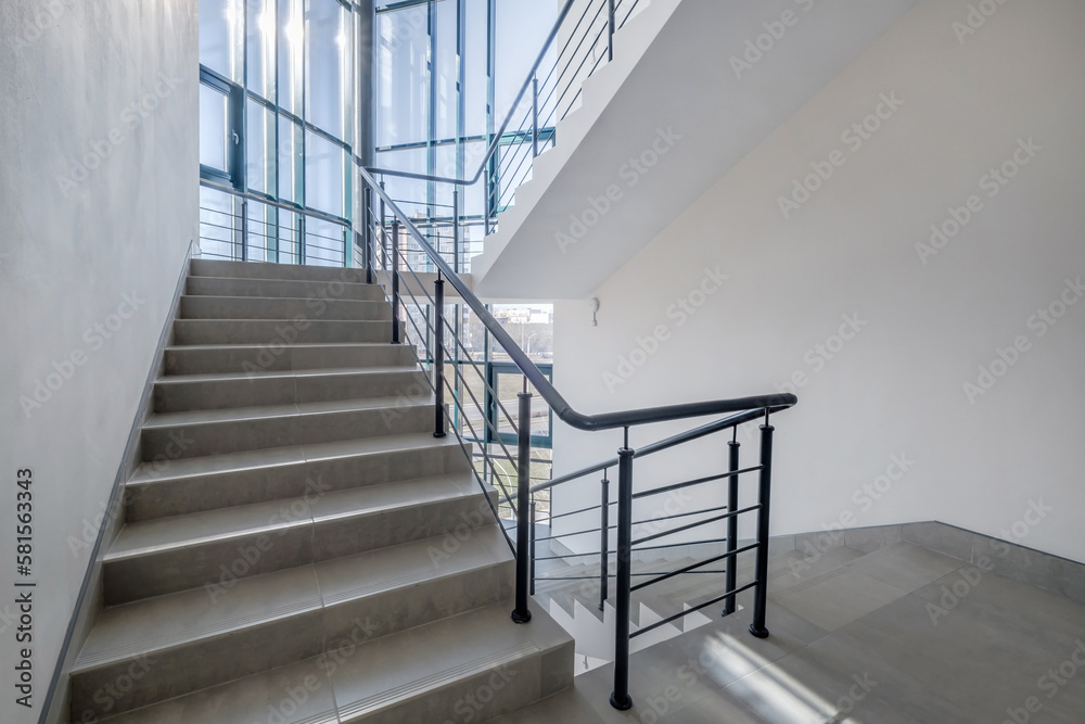 stairs emergency and evacuation exit stair in up ladder in a new office building stairs emergency and evacuation exit stair in up ladder in a new office building