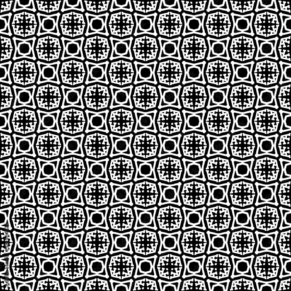 Black and white seamless pattern texture. Greyscale ornamental graphic design. Mosaic ornaments. Pattern template. Vector illustration. EPS10. Black and white seamless pattern texture. Greyscale ornamental graphic design. Mosaic ornaments. Pattern template. Vector illustration. EPS10.