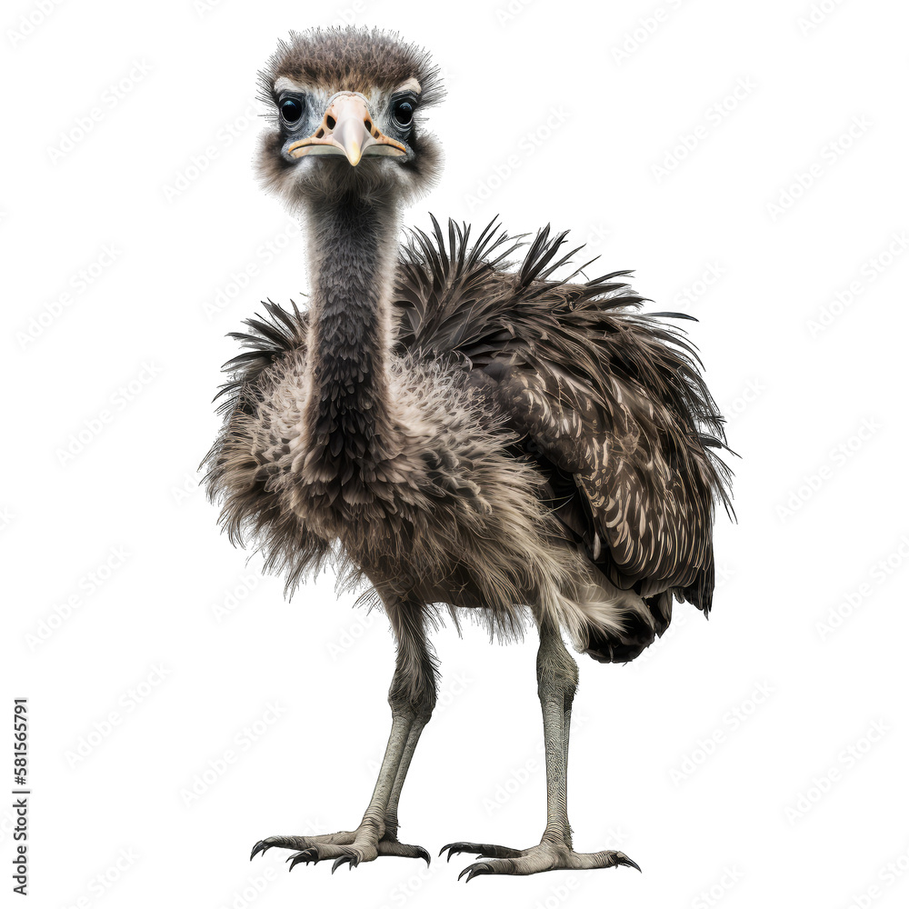 ostrich isolated on transparent background png - obrazy, fototapety, plakaty 