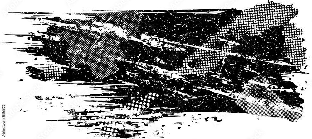 Distorted grungy shape. Overlay texture.  Vector shape with a halftone dots texture. Distressed dirty design element. Illustration to create grunge effect