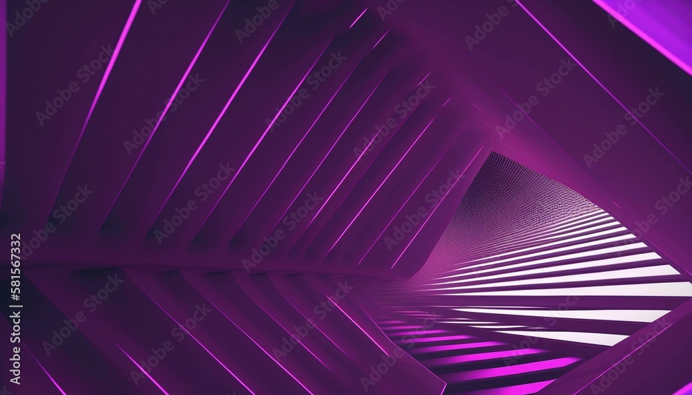 Abstract with line details, purple corridor, background with pink and purple geometric lines, 3D, volumetric design, realistic lighting. Generative AI. Abstract with line details, purple corridor, background with pink and purple geometric lines, 3D, volumetric design, realistic lighting. Generative AI.