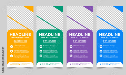 Business Roll Up Banner corporate Roll up background for Presentation, Vertical roll up, x-stand, exhibition display, Retractable banner