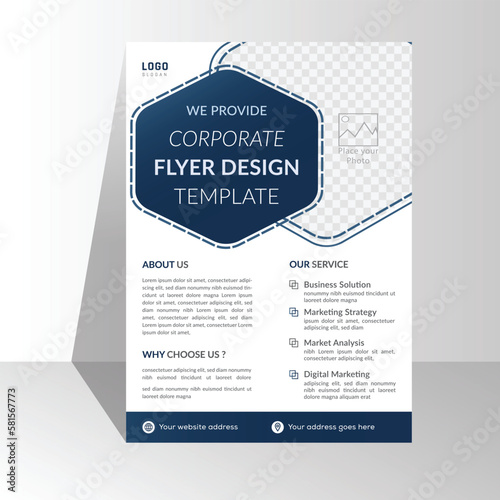 clean creative template and modern design. Corporate business flyer template design with gradient blue color. a4 half page size free corporate flyer vector illustration image
