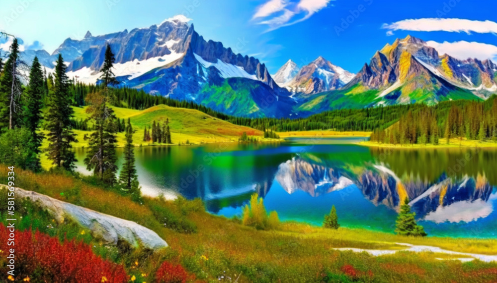 A_tranquil_lake_nestled_in_a_valley_surrounded