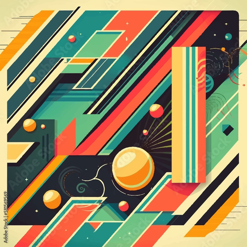 Retro style colorful background with flat designed