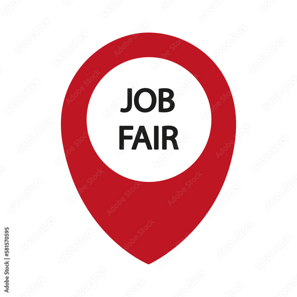 Button with job fair with pin. Vector illustration. Button with job fair with pin. Vector illustration.