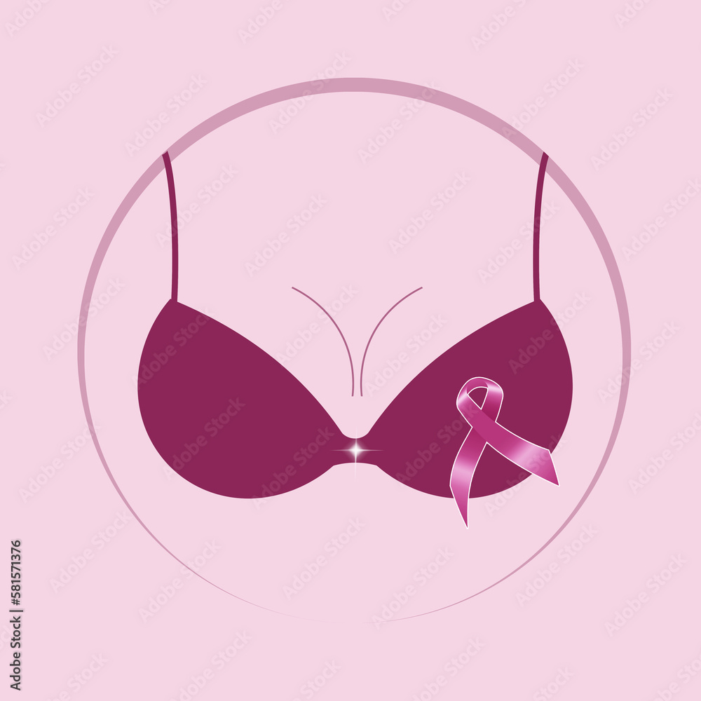 an illustration of pink bra for breast cancer prevention with pink awareness ribbon an illustration of pink bra for breast cancer prevention with pink awareness ribbon