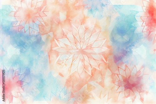 Watercolor Illustration of a Modern Pastel Abstract Flower Pattern As Wallpaper Background. Generative AI