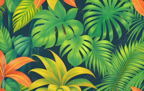 jungle with tropical plants. Vector. created with the help of artificial intelligence