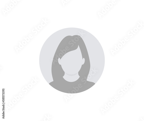 Default Avatar Female Profile. User profile icon. Profile picture, portrait symbol. User member, People icon in flat style. Circle button with avatar photo silhouette vector design and illustration.
