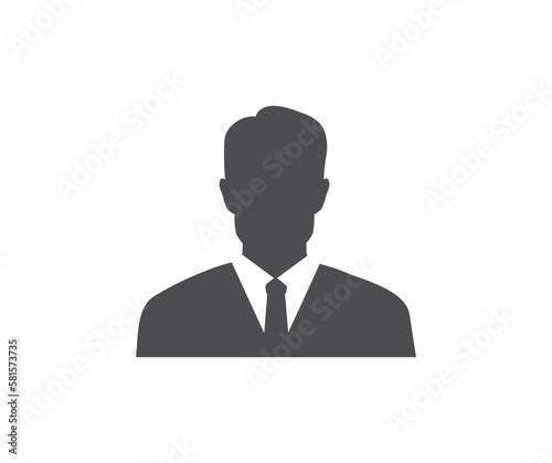 Faceless businessman. User profile icon. Business Leader. Profile picture, portrait. User member, People icon in flat style. Circle button with avatar photo silhouette vector design and illustration.
