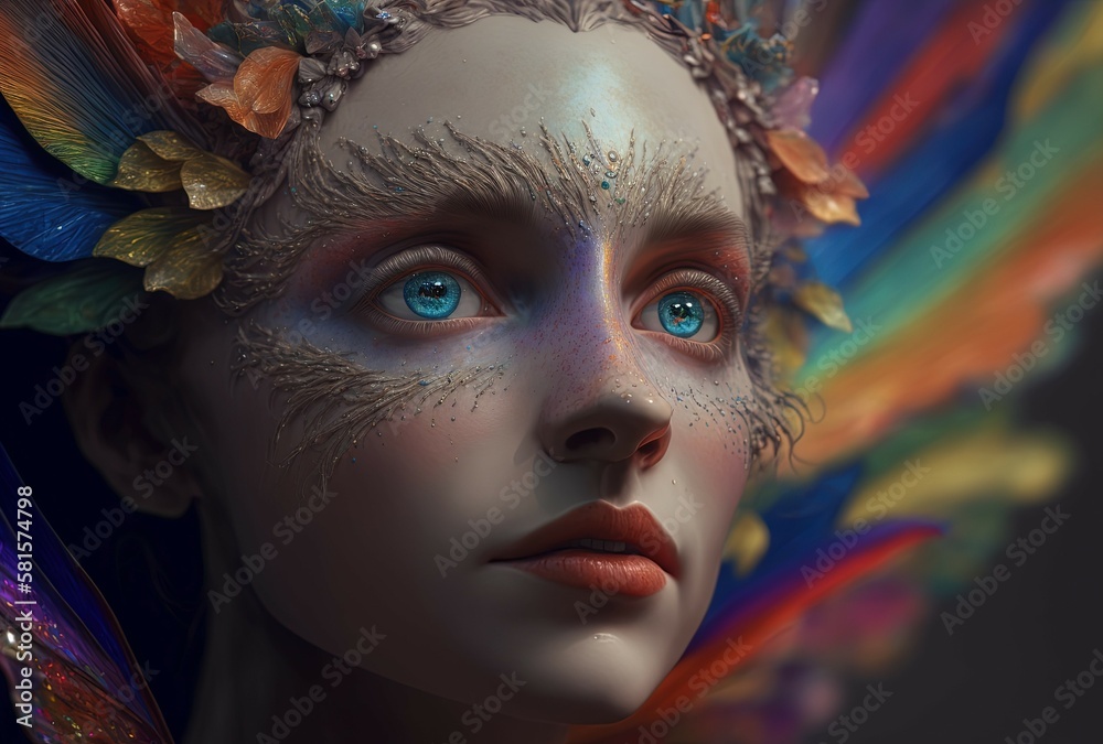 Rainbow Fairy. Generative AI, non-existent person. Rainbow Fairy. Generative AI, non-existent person.