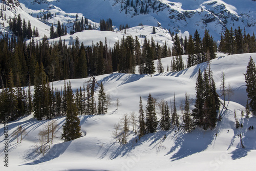 Hiking in the fresh snow of the wasatch mountains salt Lake City.