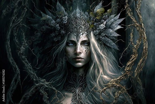 Goddess of Thorns. Generative AI, non-existent person.	