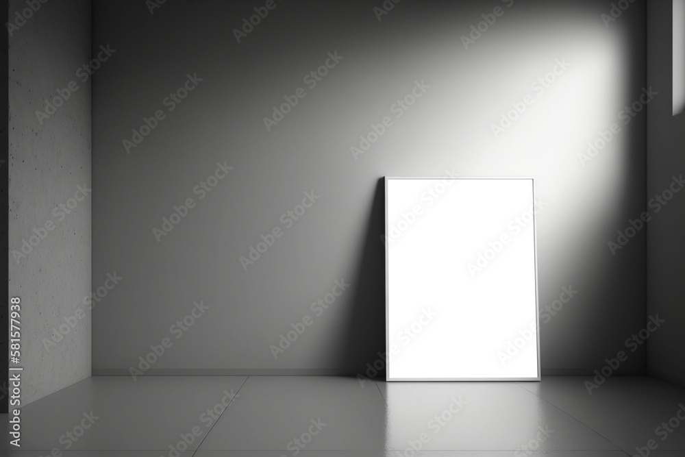 Blank frame on Wall in empty room. Template for Design. AI generated. Mock Up. Blank frame on Wall in empty room. Template for Design. AI generated. Mock Up.