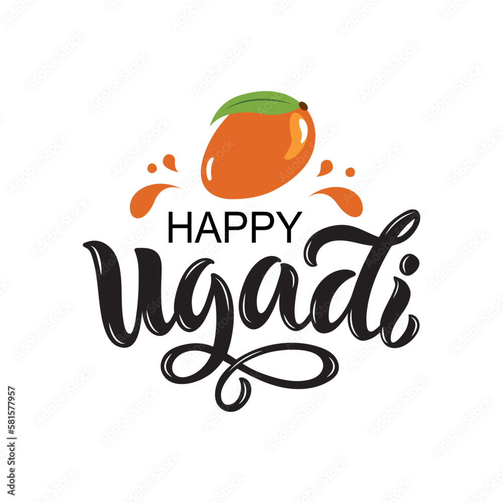 Happy Ugadi Handwritten Text Hand Lettering Typography New Year s Day happy-ugadi-handwritten-text-hand-lettering-typography-new-year-s-day
