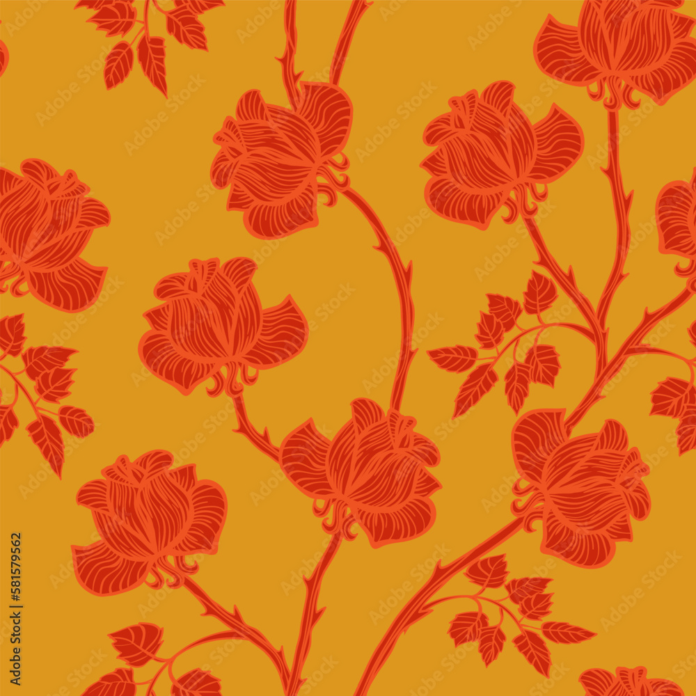 Vector seamless texture with roses