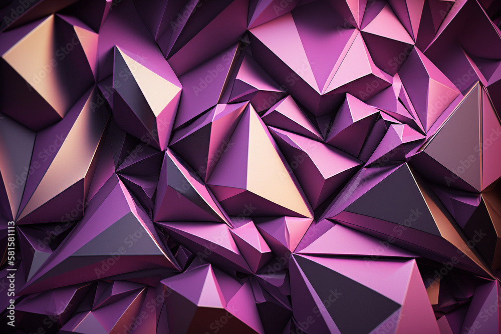 purple volumetric background of polygonal fragments Generative AI purple volumetric background of polygonal fragments Generative AI