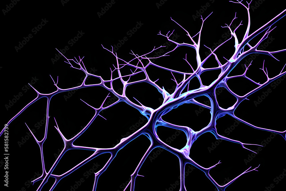  Image of the microscopic connections between neurons in the human brain. Generative AI