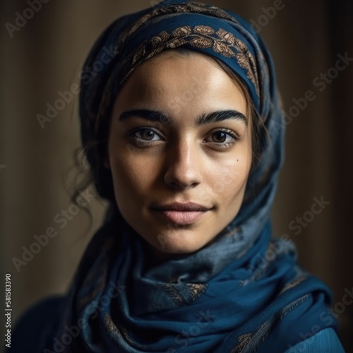 young middle eastern woman wearing a headscarf. Generative AI