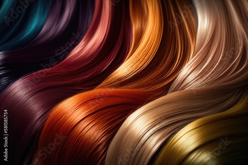 Hair colors dyed palette. Set background. Close-up. AI Generation