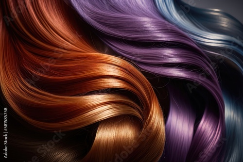 Hair colors dyed palette. Set background. Close-up. AI Generation