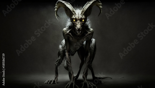 full body shot of a scary chupacabra facing camera