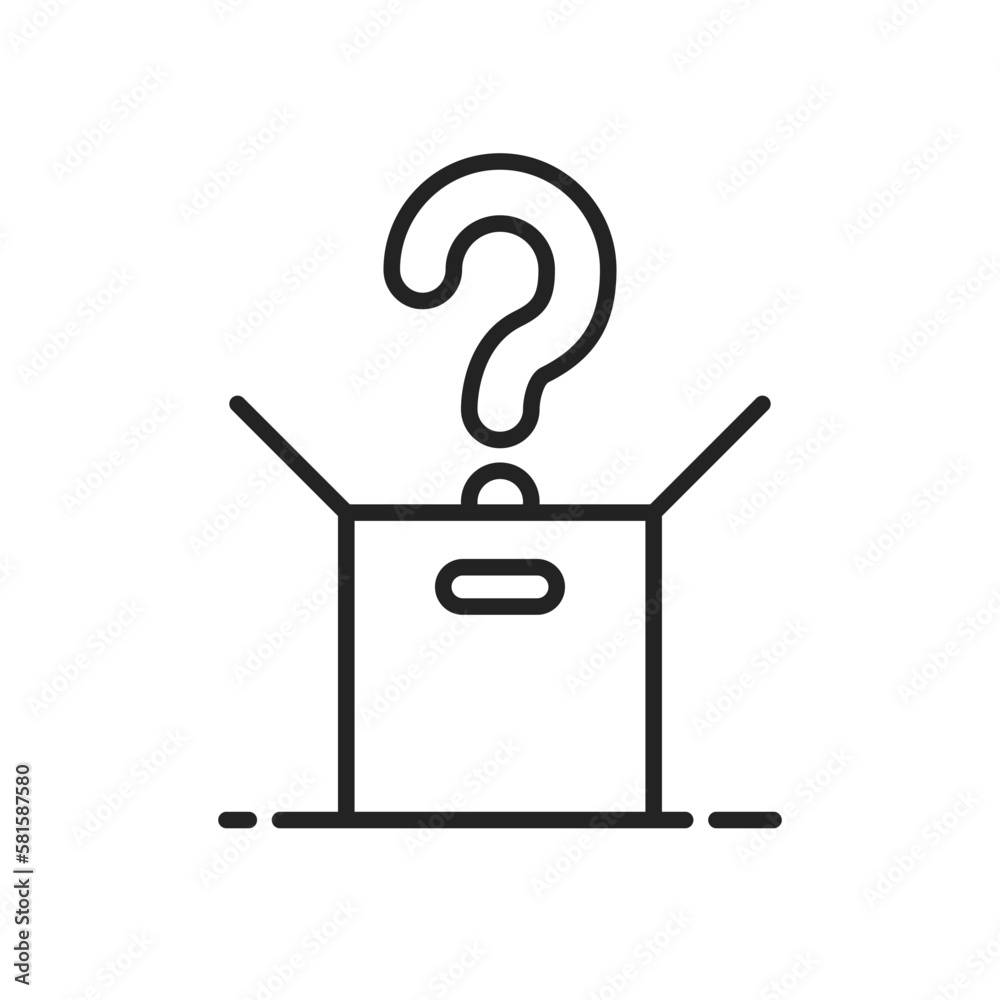 thin line black secret box with question mark icon Stock Vector Adobe