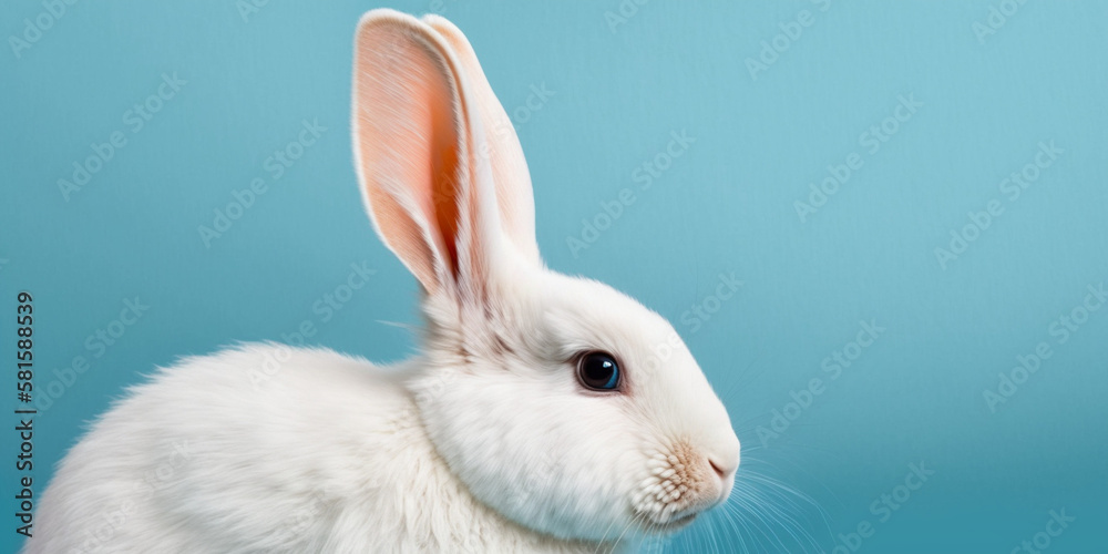 white rabbit on a blue background white rabbit on a blue background