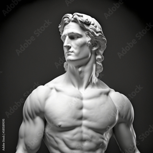 Realistic white Stone statue of ancient greek gods  generative AI 