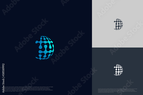 Abstract global sphere link technology logo designs template, symbol template
