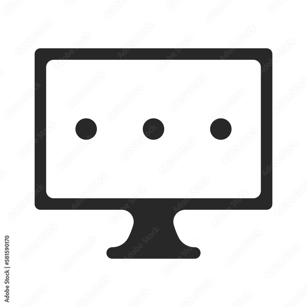 Computer vector icon. Download computer vector. Three dots icon on the monitor screen. Computer vector icon. Download computer vector. Three dots icon on the monitor screen.