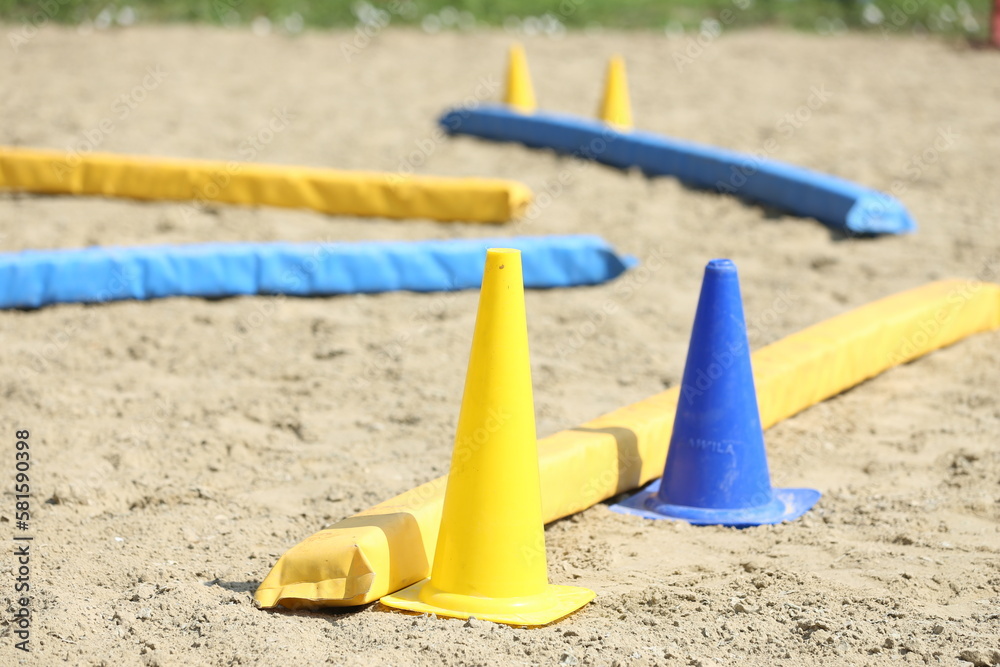 Obstacles and buoys in the sand Obstacles and buoys in the sand