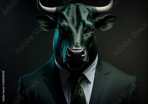 Bullish Trends in the Stock Market - A Promising Future - bull in a suit.
